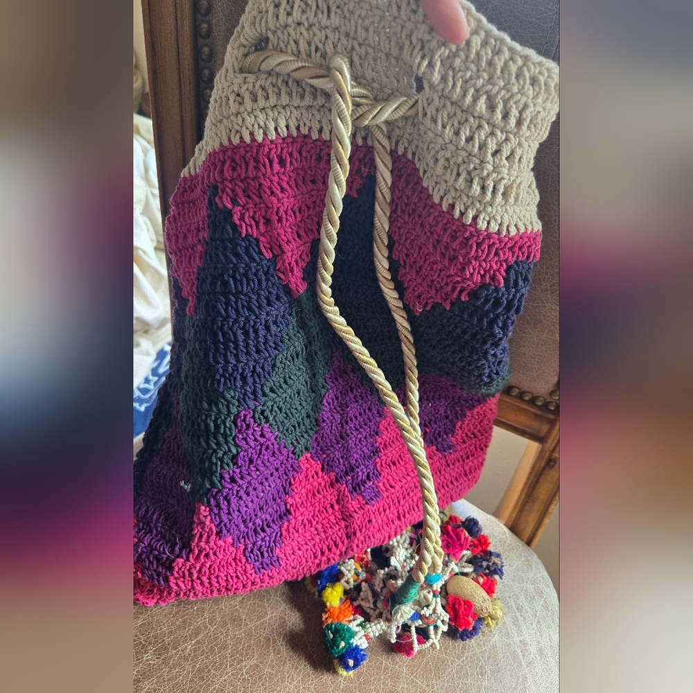 NEW Large Colorful Crocheted Bag - Picture 2 of 6